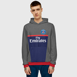 Толстовка-худи мужская FC PSG: Fly Emirates, цвет: 3D-красный — фото 2