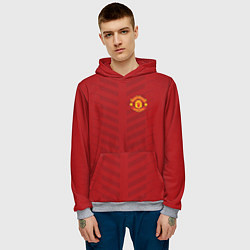 Толстовка-худи мужская Manchester United: Red Lines, цвет: 3D-меланж — фото 2