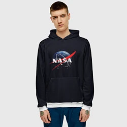 Толстовка-худи мужская NASA: Black Space, цвет: 3D-белый — фото 2