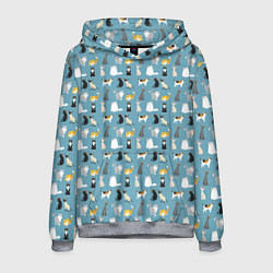 Толстовка-худи мужская Породы кошек, цвет: 3D-меланж