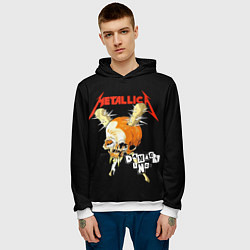 Толстовка-худи мужская Metallica - orange skull, цвет: 3D-белый — фото 2