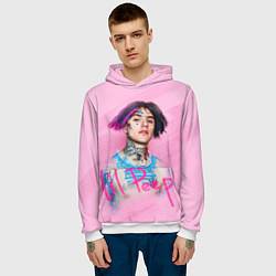 Толстовка-худи мужская Lil Peep: Pink Style, цвет: 3D-белый — фото 2