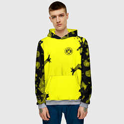 Толстовка-худи мужская FC Borussia Dortmund: Yellow Original, цвет: 3D-меланж — фото 2