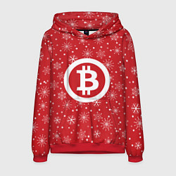 Толстовка-худи мужская Bitcoin: New Year, цвет: 3D-красный