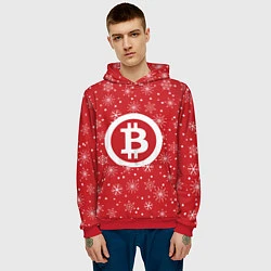 Толстовка-худи мужская Bitcoin: New Year, цвет: 3D-красный — фото 2