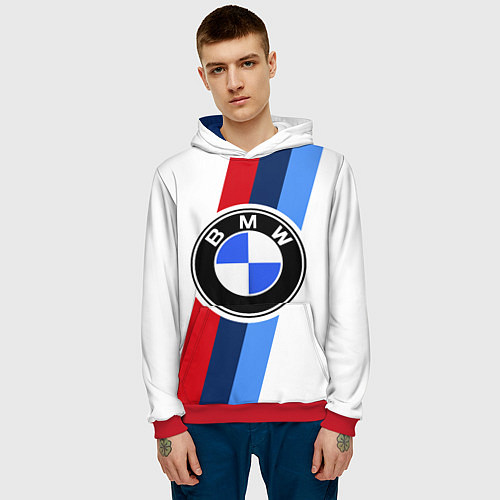 Мужская толстовка BMW M: White Sport / 3D-Красный – фото 3