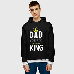 Толстовка-худи мужская Dad you are the King, цвет: 3D-белый — фото 2