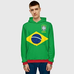 Толстовка-худи мужская Сборная Бразилии: зеленая, цвет: 3D-красный — фото 2