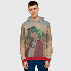 Толстовка-худи мужская Vocaloid, цвет: 3D-красный — фото 2