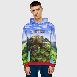 Толстовка-худи мужская Майнкрафт: Даниил, цвет: 3D-красный — фото 2