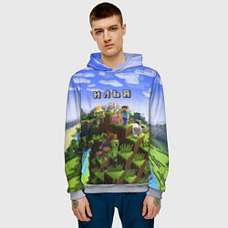 Толстовка-худи мужская Майнкрафт: Илья, цвет: 3D-меланж — фото 2