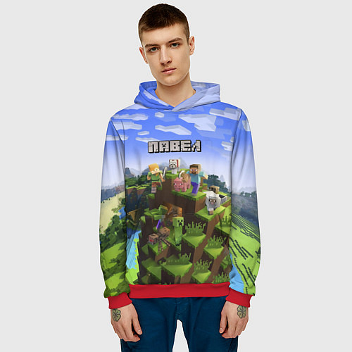 Мужская толстовка Майнкрафт: Павел / 3D-Красный – фото 3