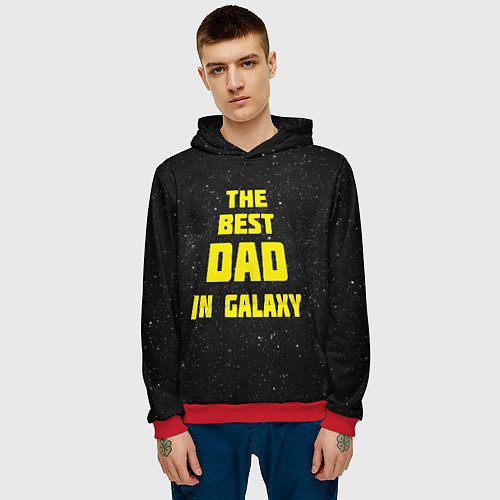 Мужская толстовка The Best Dad in Galaxy / 3D-Красный – фото 3