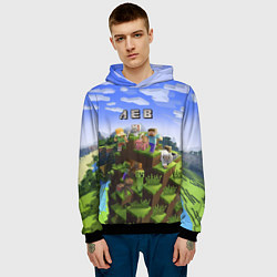Толстовка-худи мужская Майнкрафт: Лев, цвет: 3D-черный — фото 2