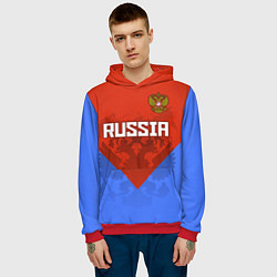 Толстовка-худи мужская Russia Red & Blue, цвет: 3D-красный — фото 2