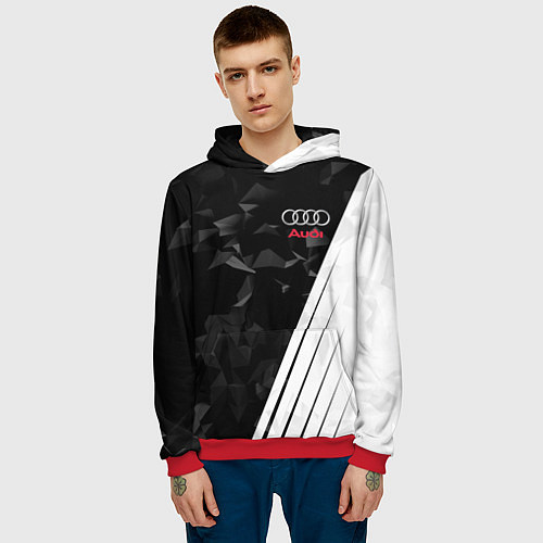 Мужская толстовка Audi: Black Poly / 3D-Красный – фото 3