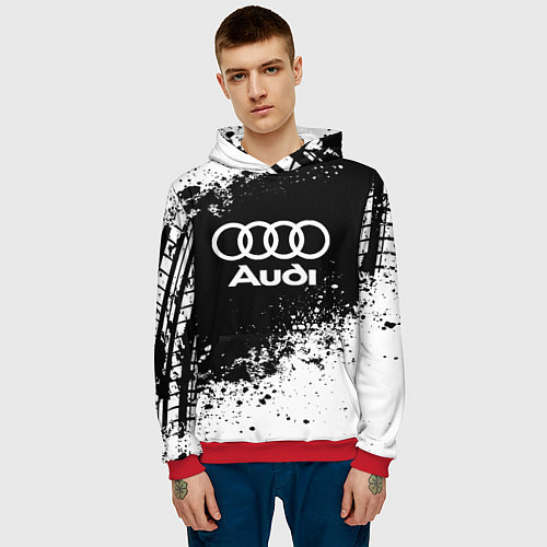 Мужская толстовка Audi: Black Spray / 3D-Красный – фото 3
