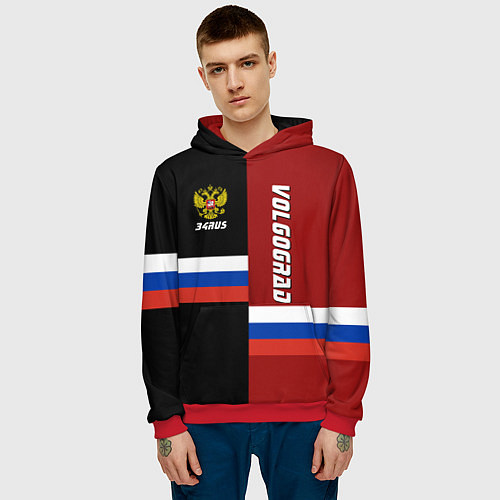 Мужская толстовка Volgograd, Russia / 3D-Красный – фото 3