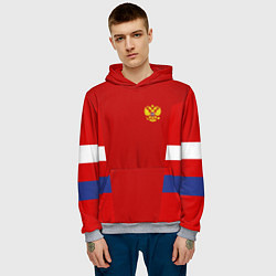 Толстовка-худи мужская Russia: Sport Tricolor, цвет: 3D-меланж — фото 2