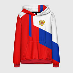 Толстовка-худи мужская Russia: Geometry Tricolor, цвет: 3D-красный