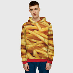 Толстовка-худи мужская Картофель фри, цвет: 3D-красный — фото 2