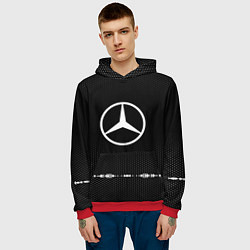 Толстовка-худи мужская Mercedes: Black Abstract, цвет: 3D-красный — фото 2