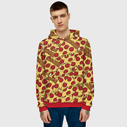 Толстовка-худи мужская Любитель пиццы, цвет: 3D-красный — фото 2