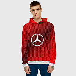 Толстовка-худи мужская Mercedes: Red Carbon, цвет: 3D-белый — фото 2