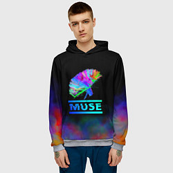 Толстовка-худи мужская Muse: Neon Flower, цвет: 3D-меланж — фото 2