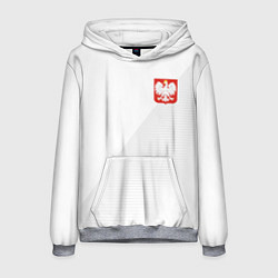 Толстовка-худи мужская Poland Team: Home WC-2018, цвет: 3D-меланж