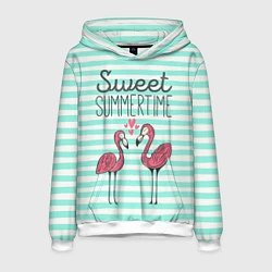 Толстовка-худи мужская Sweet Summer Flamingo, цвет: 3D-белый