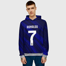 Толстовка-худи мужская Ronaldo 7: Blue Sport, цвет: 3D-меланж — фото 2