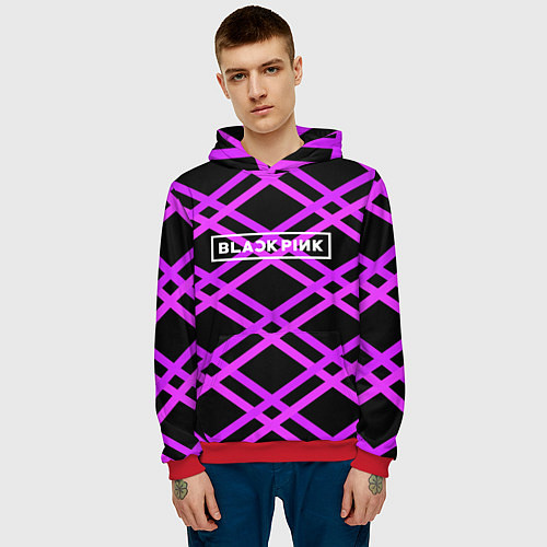Мужская толстовка Black Pink: Neon Lines / 3D-Красный – фото 3