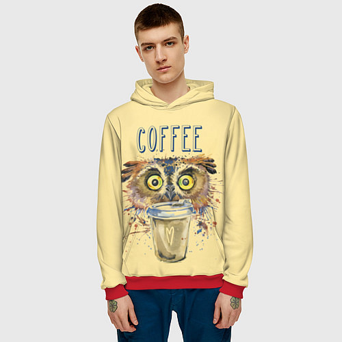 Мужская толстовка Owls like coffee / 3D-Красный – фото 3