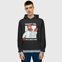 Толстовка-худи мужская Zoidberg: Trust Me, цвет: 3D-меланж — фото 2