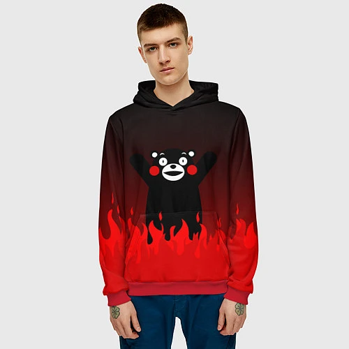 Мужская толстовка Kumamon: Hell Flame / 3D-Красный – фото 3