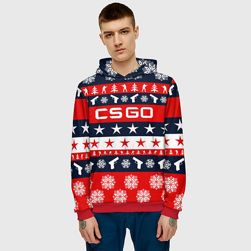 Мужская толстовка CS:GO New Year / 3D-Красный – фото 3