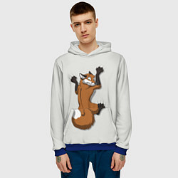 Толстовка-худи мужская Лис вцепился, цвет: 3D-синий — фото 2