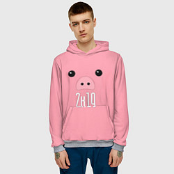 Толстовка-худи мужская Piggy 2k19, цвет: 3D-меланж — фото 2