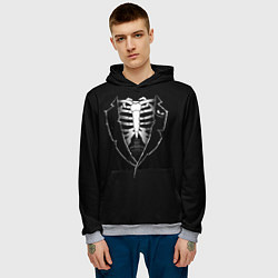 Толстовка-худи мужская Хэллоуинский скелет, цвет: 3D-меланж — фото 2
