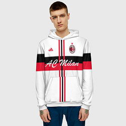 Толстовка-худи мужская AC Milan: White Form, цвет: 3D-белый — фото 2