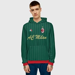 Толстовка-худи мужская AC Milan: Green Form, цвет: 3D-красный — фото 2
