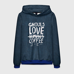 Толстовка-худи мужская Ghouls Love Coffee, цвет: 3D-синий