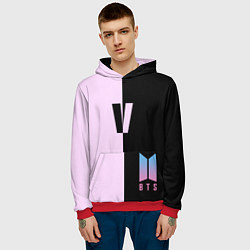 Толстовка-худи мужская BTS V, цвет: 3D-красный — фото 2