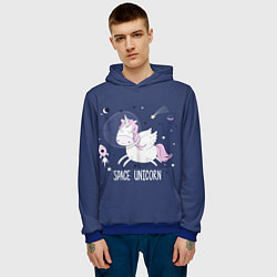 Толстовка-худи мужская Space unicorn, цвет: 3D-синий — фото 2