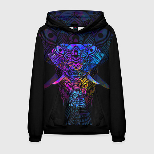 Мужская толстовка Слон орнамент / 3D-Черный – фото 1