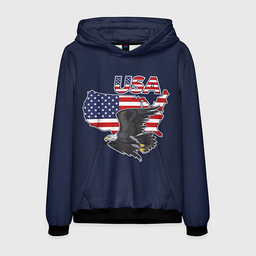 Мужская толстовка USA - flag and eagle / 3D-Черный – фото 1