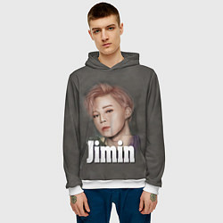 Толстовка-худи мужская BTS Jimin, цвет: 3D-белый — фото 2