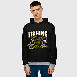 Толстовка-худи мужская Fishing is my Cardio, цвет: 3D-меланж — фото 2