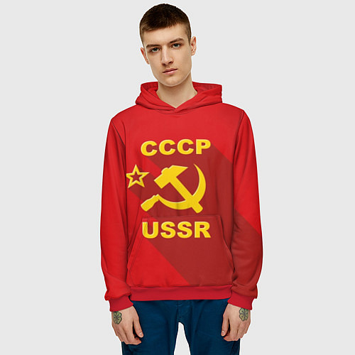 Мужская толстовка СССР - серп молот / 3D-Красный – фото 3